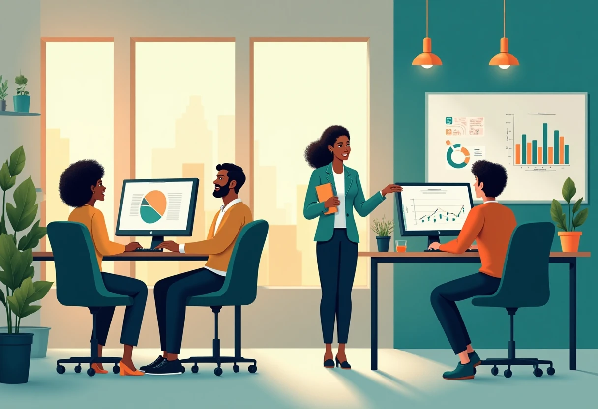 Young graduates in a collaborative office environment