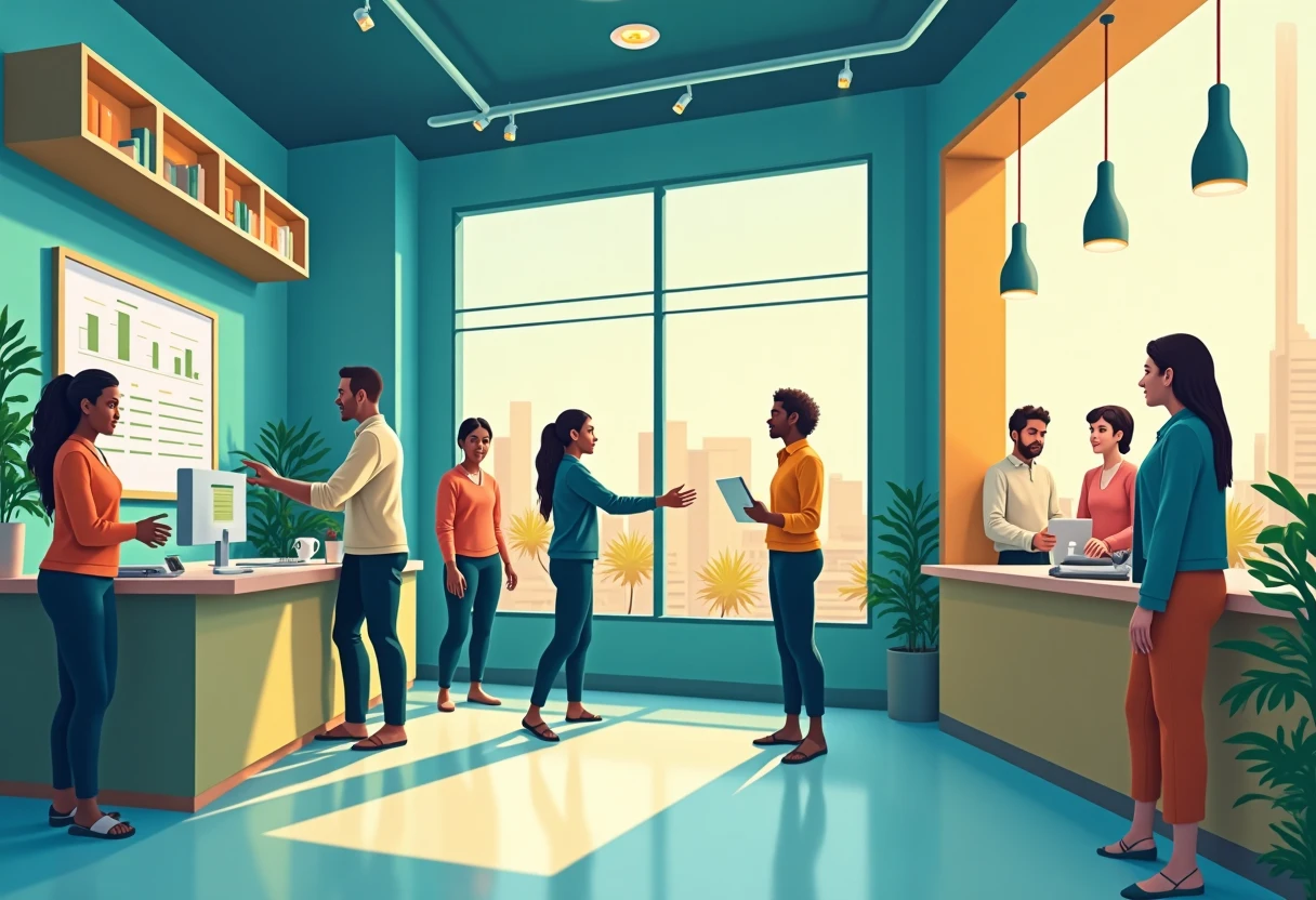 Vibrant retail work setting