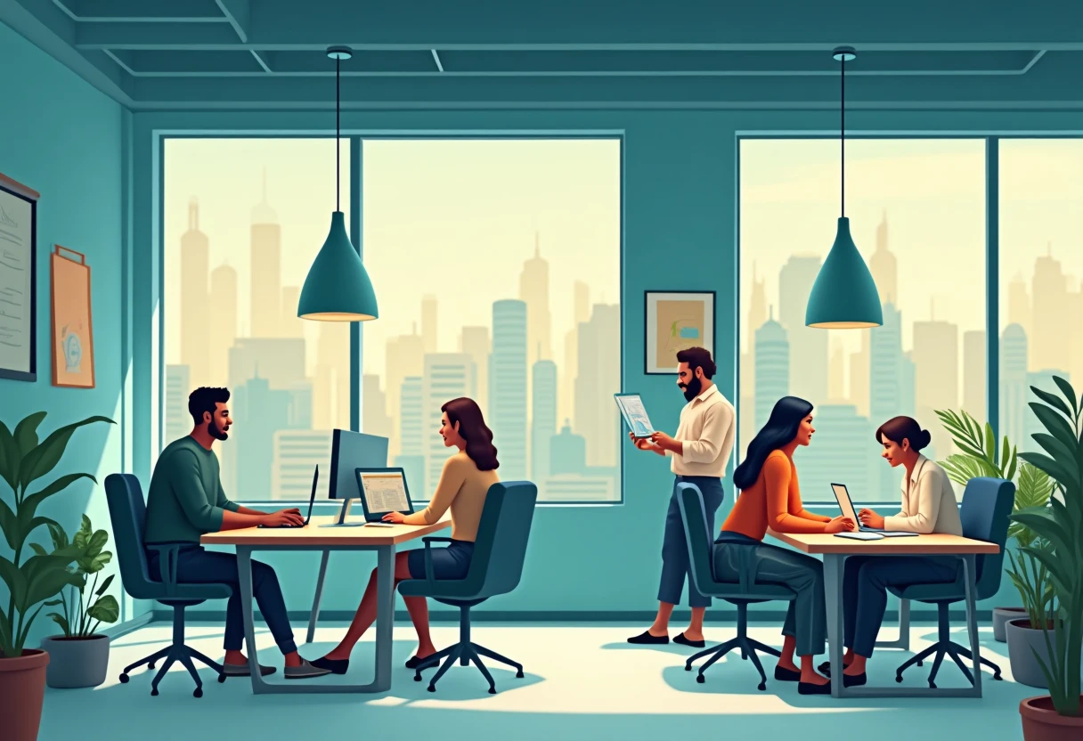 Freelancers working in a co-working space