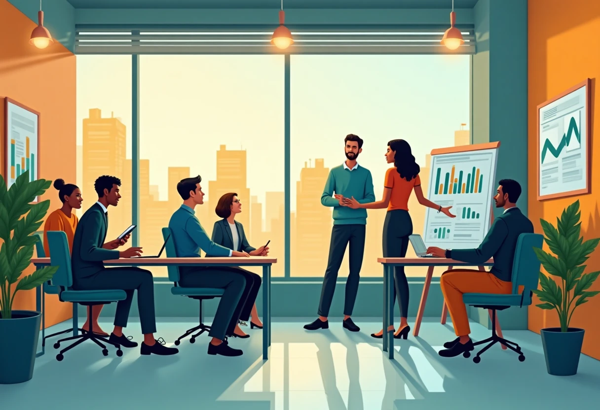 Sales professionals collaborating in an office